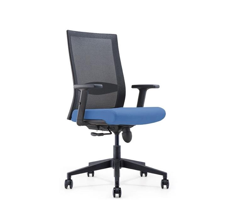 Silla Nova Sincro Con Brazos Malla Negra  Asiento Azul