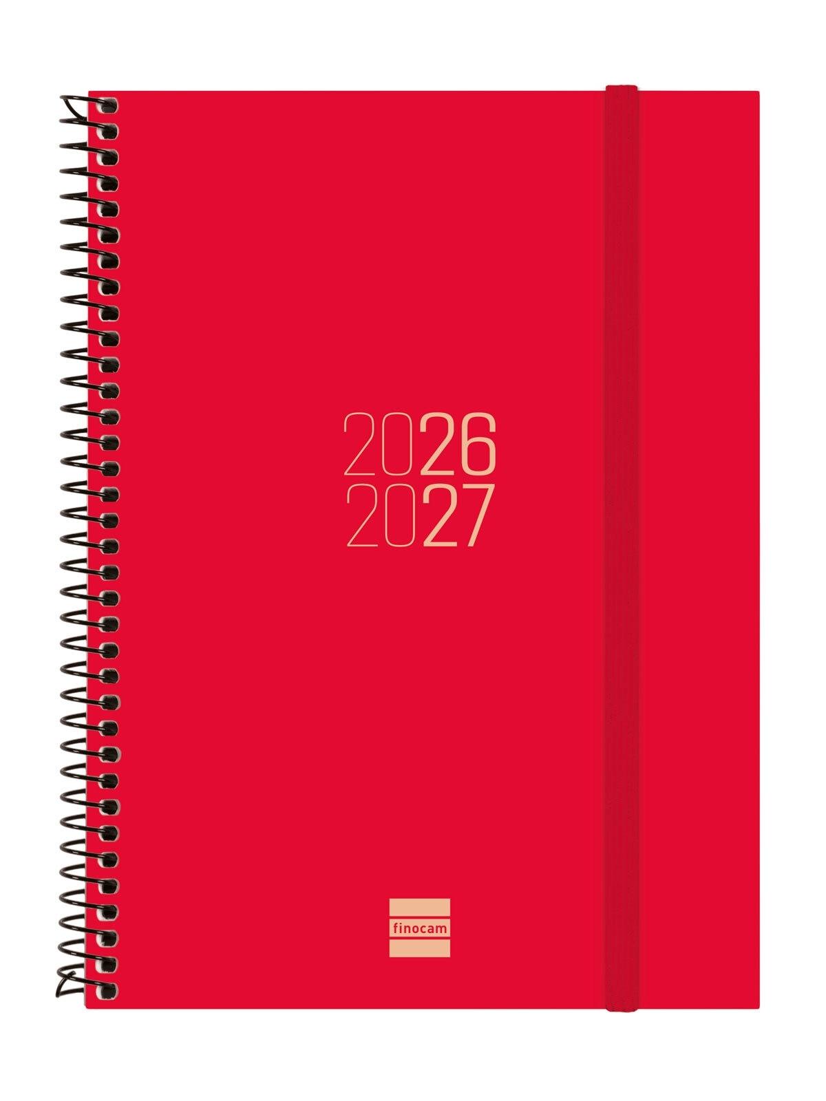 Finocam Agenda Escolar Espiral E10 Semana Vista Horizontal 26-27 Rojo Catalán