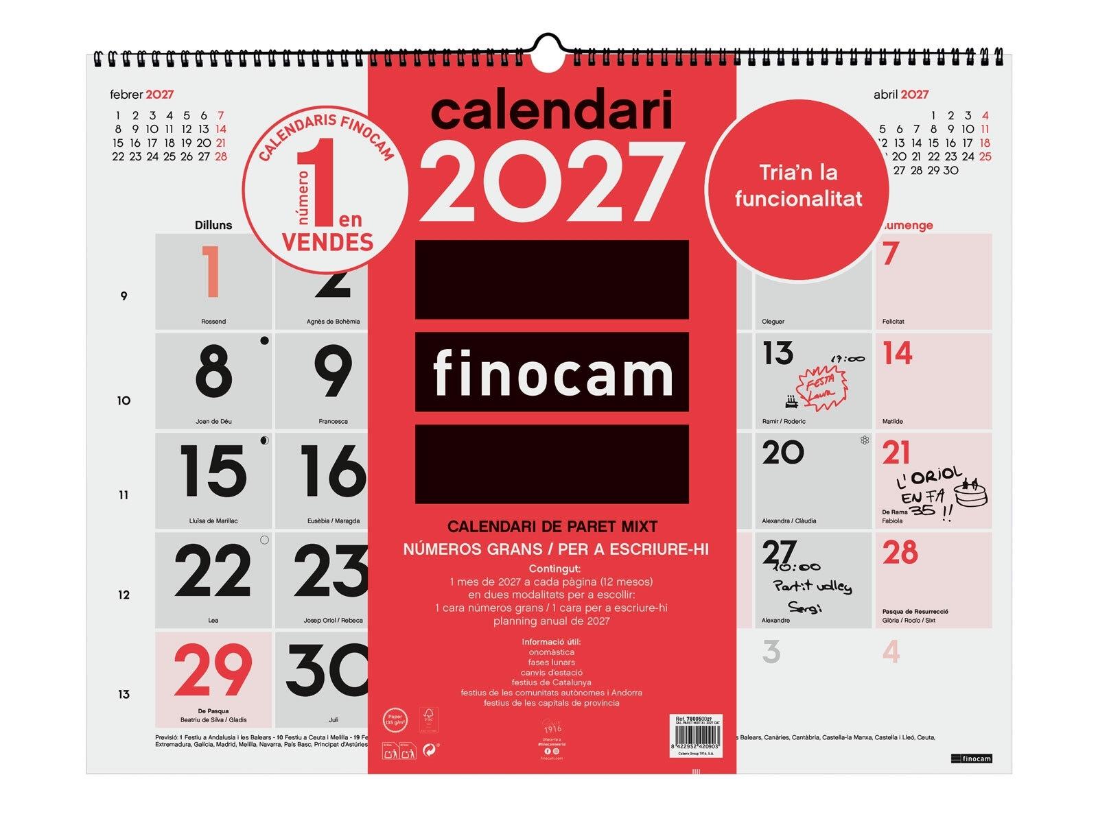Finocam Calendario Paret Mixt Xl 2027 Cat+