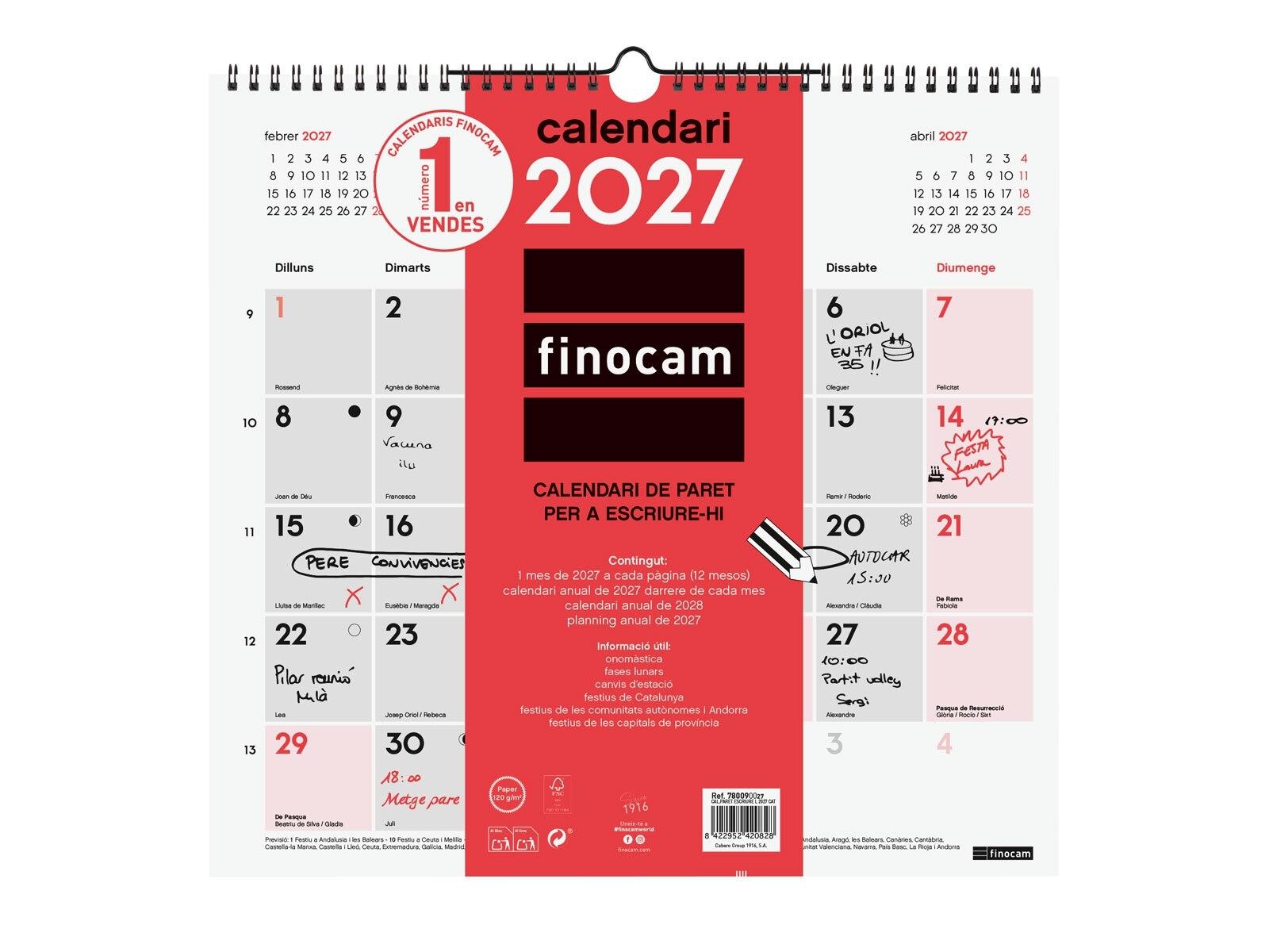 Finocam Calendario Paret Escriure L 2027 Cat+