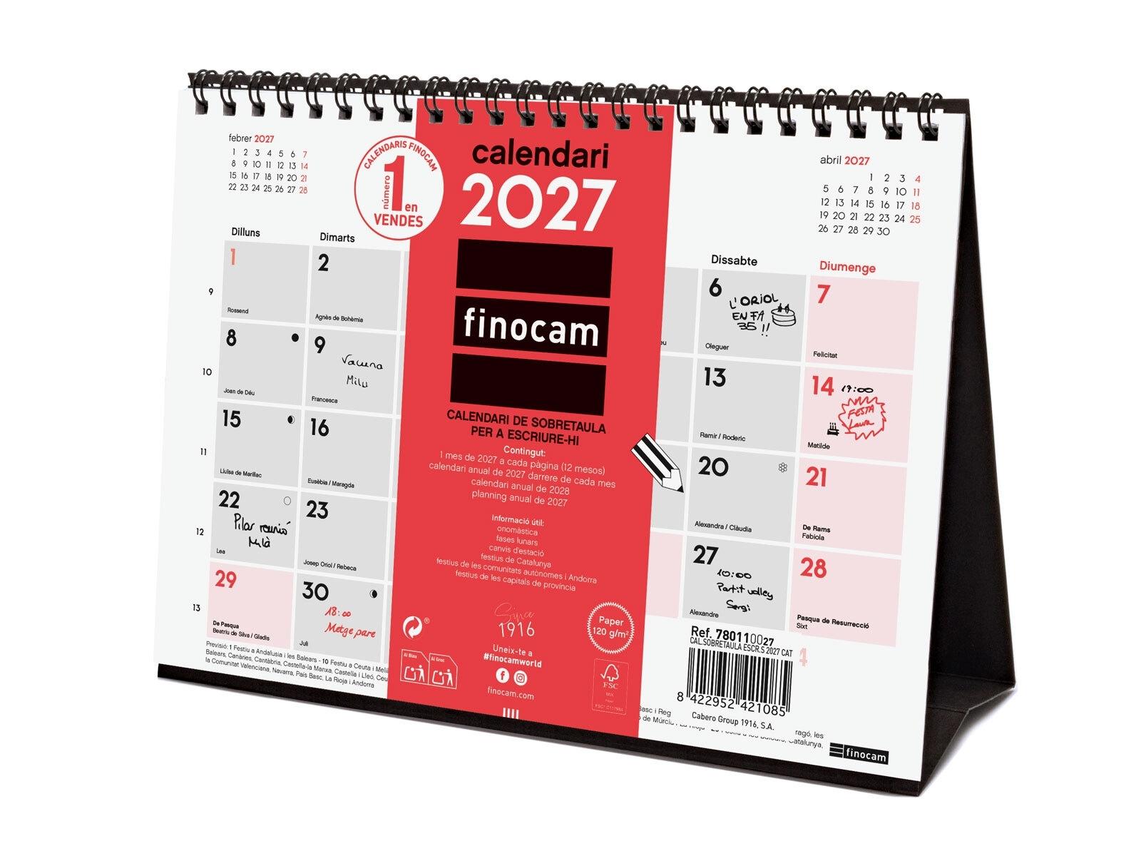 Finocam Calendario Sobretaula Escr. S 2027 Cat+