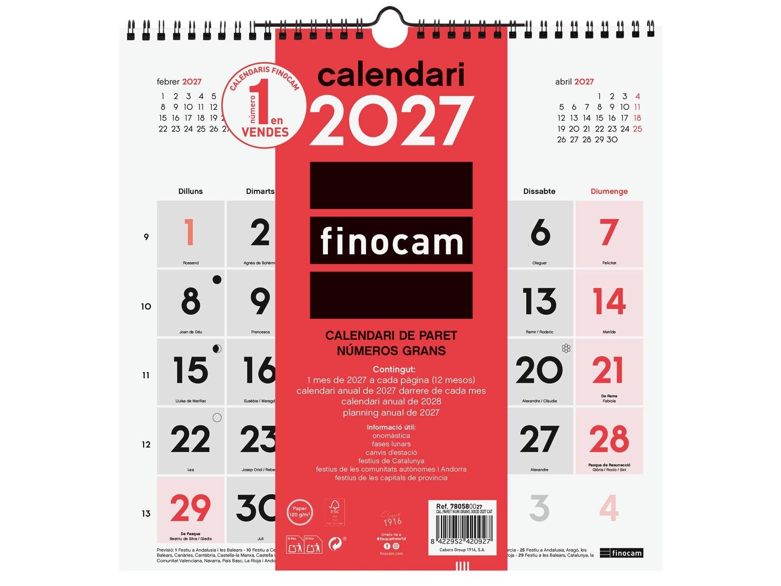 Finocam Calendario Paret N.Grans 30X30 2027Cat+