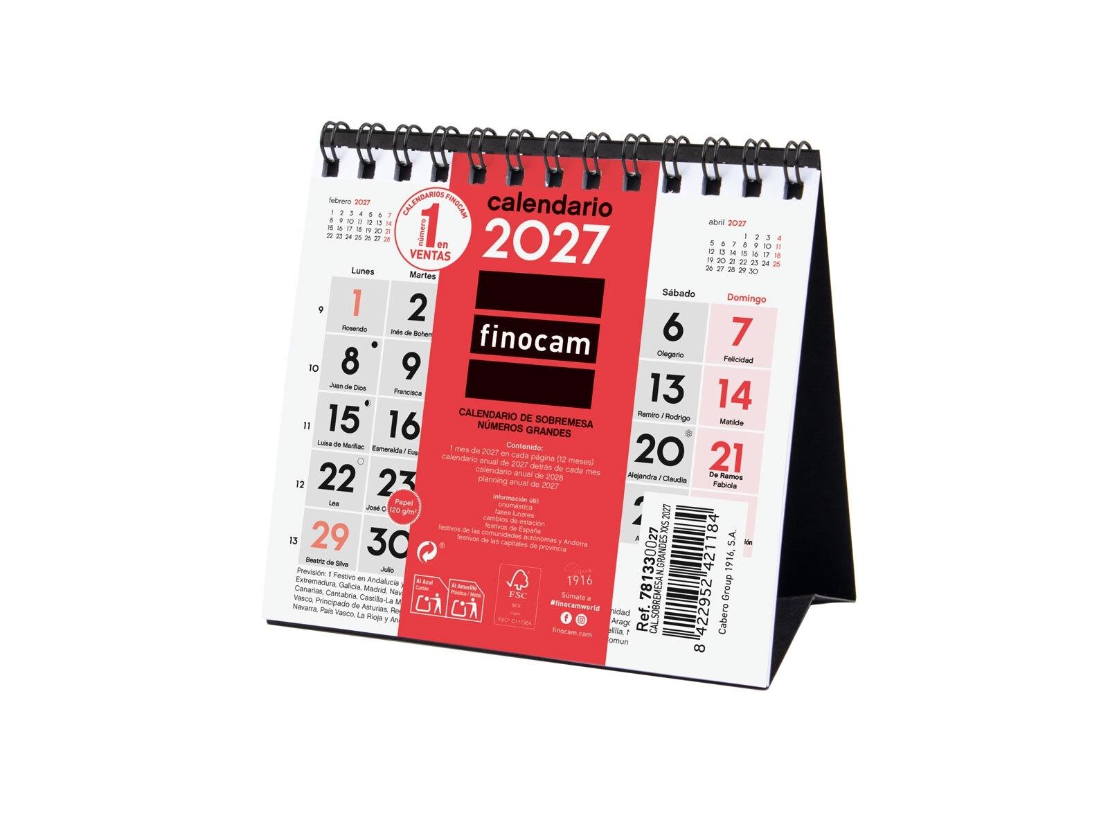 Finocam Calendario Sobremesa N.Grandes Xxs 2027+