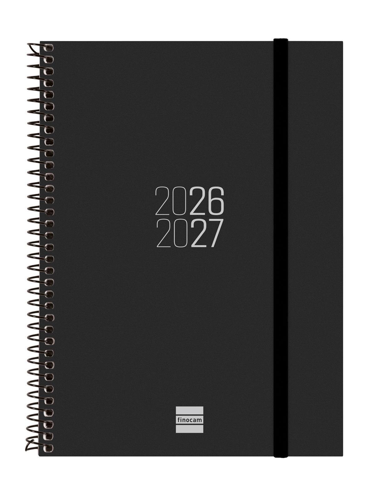 Finocam Agenda Escolar Espiral E10 Semana Vista Horizontal 26-27 Negro Catalán