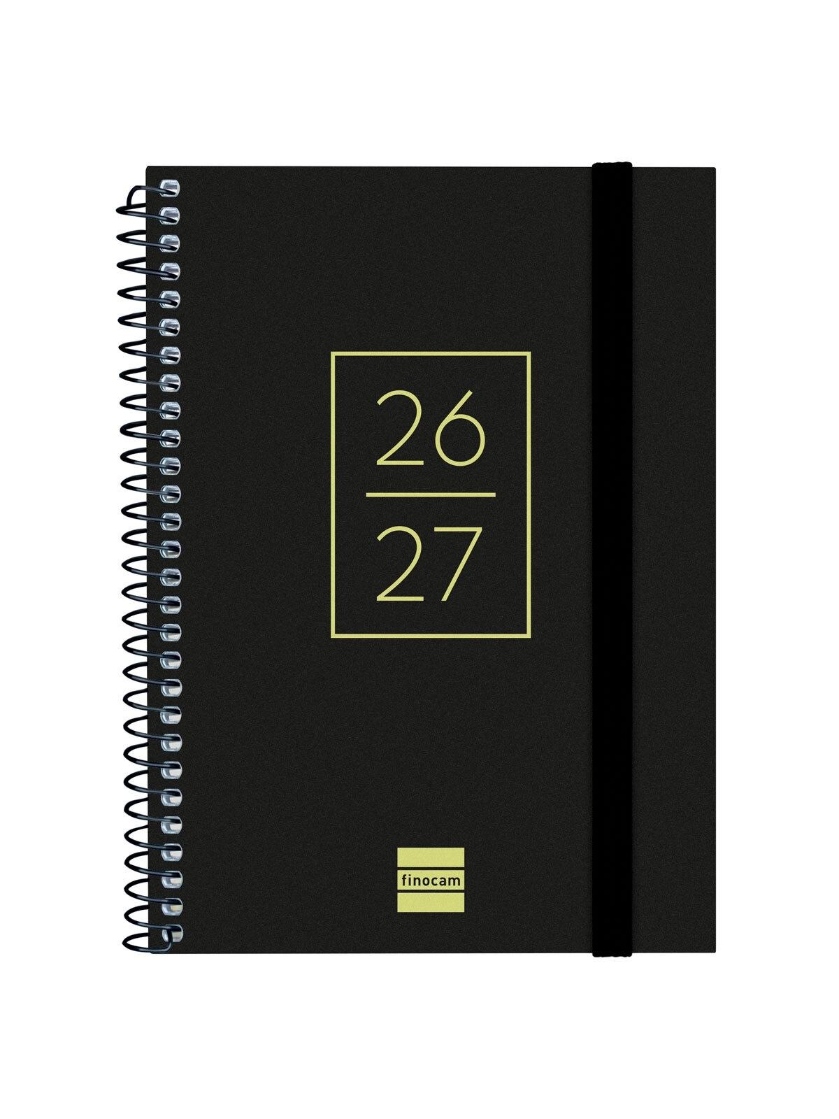 Finocam Agenda Escolar Secundaria 1/8 Semana Vista Horizontal 26-27 Negro