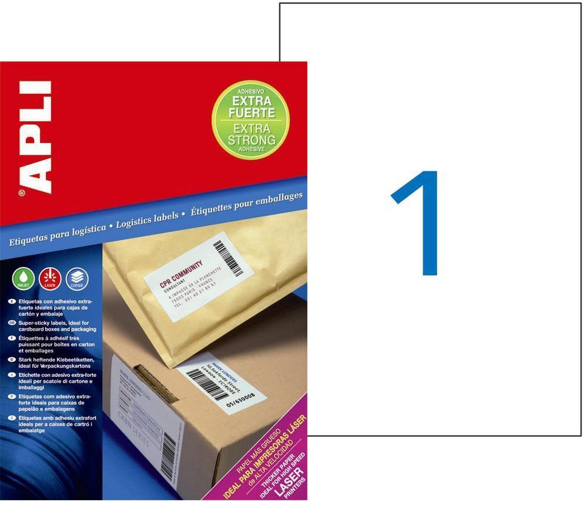 Apli Etiquetas Adhesivas Extrafuertes 210x297mm (100 hojas)