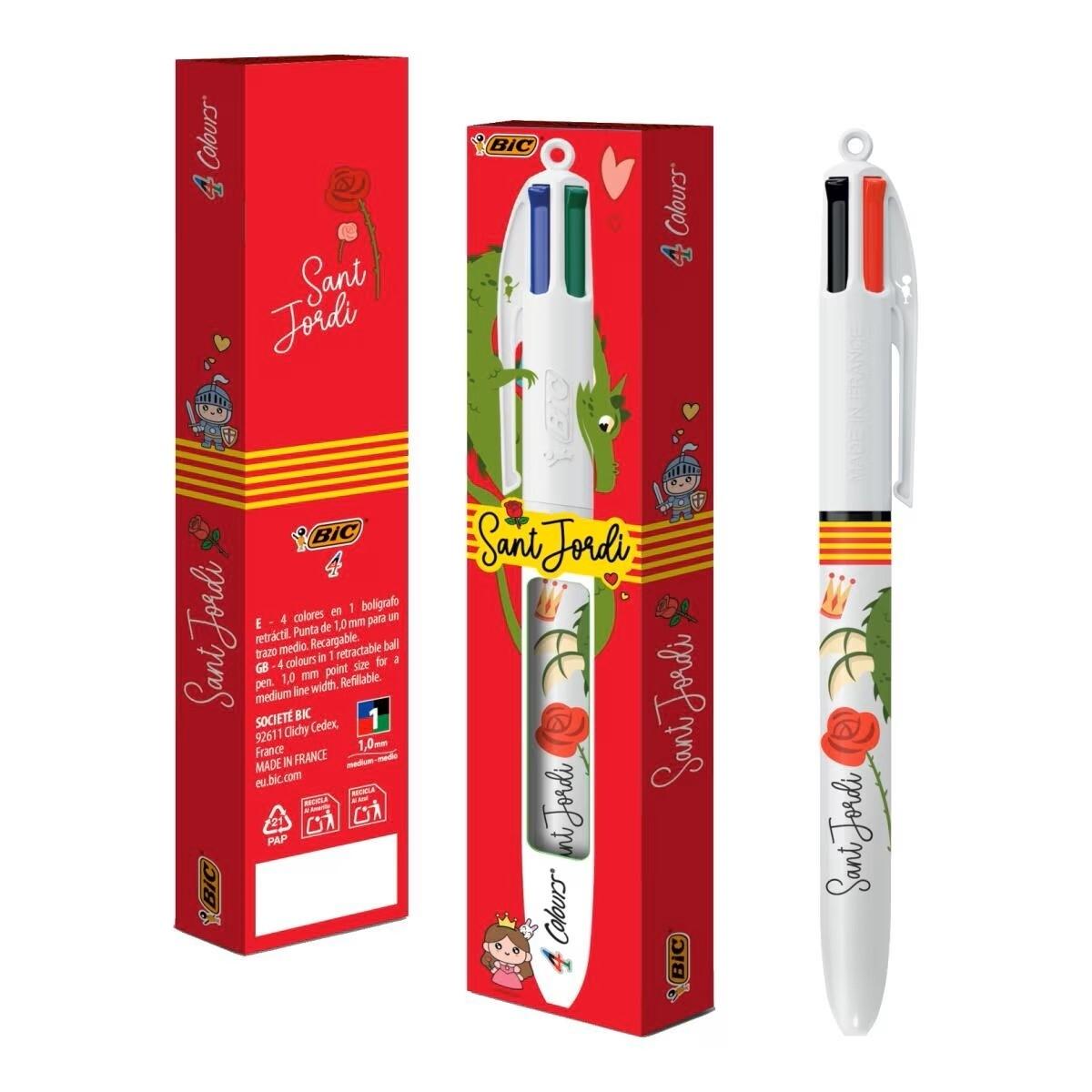 Bic 4 Colours Sant Jordi Bolígrafo 4 Colores Retráctil Punta 1mm