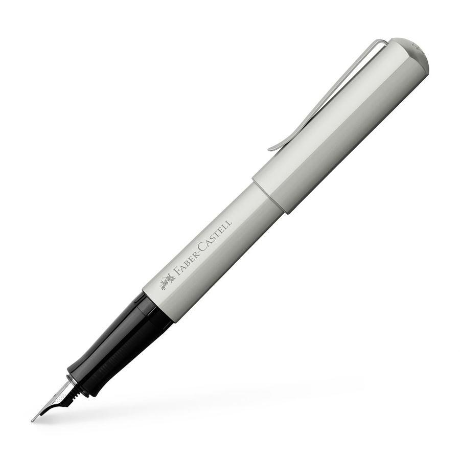 Faber Castell Pluma Estilográfica Hexo Plateado Mate M