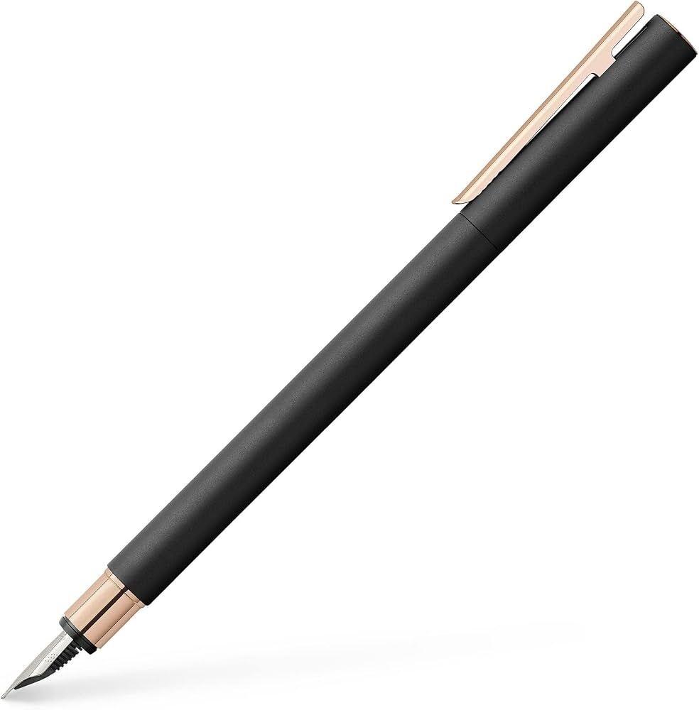 Faber Castell Pluma Estilográfica Neo Slim Negro Mate-Oro Rosa