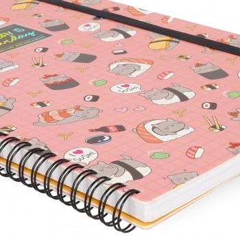 Legami Libreta Espiral A4 Rayado Portada Rígida Sushi Cat