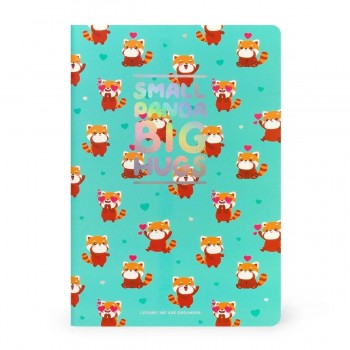 CUADERNO A5 LISO - PANDA ROJO