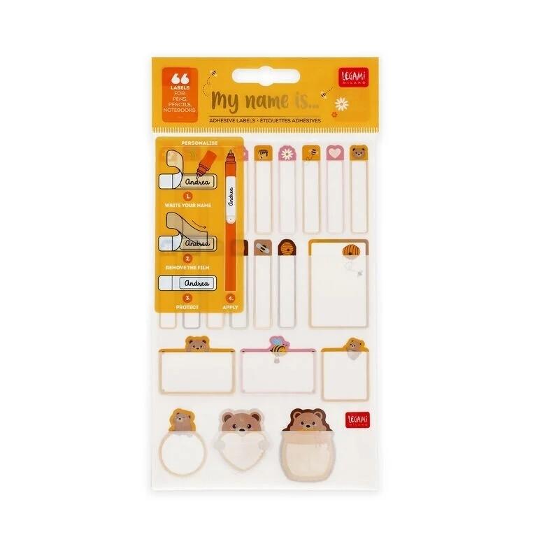 Legami Set 66 Etiquetas Adhesivas Película Protectora Teddy Bear