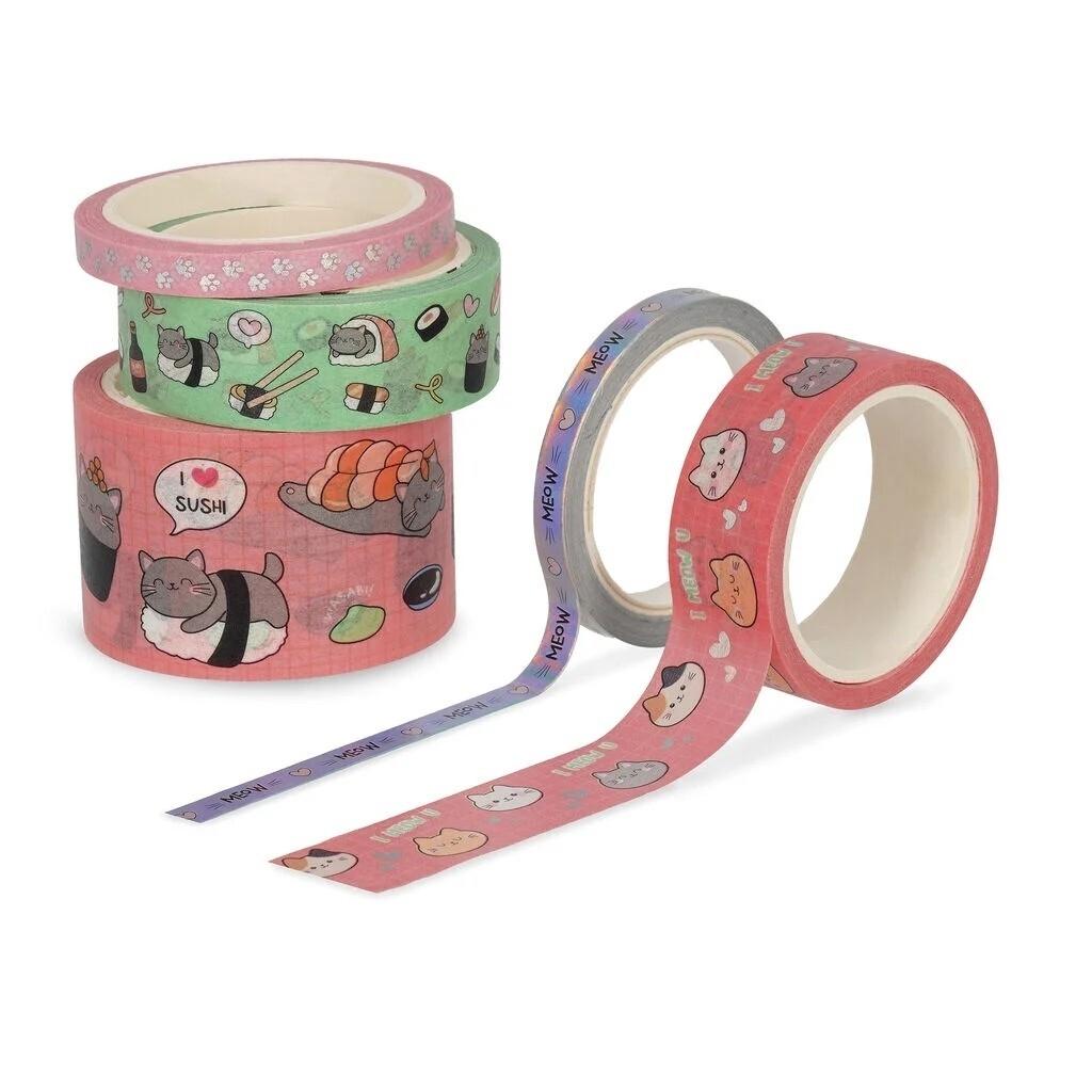Legami Set 5 Cintas Decorativas Adhesivas Papel Sushi Cat