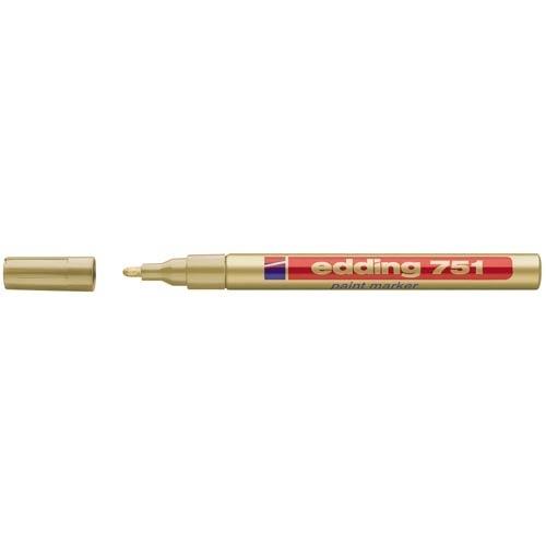 Edding 751 Marcador Tinta Opaca Permanente Punta Redonda 1-2 mm Oro