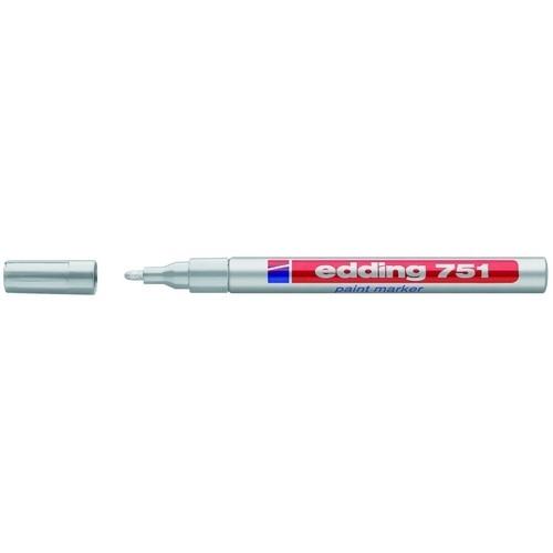 Edding 751 Marcador Tinta Opaca Permanente Punta Redonda 1-2 mm Plata