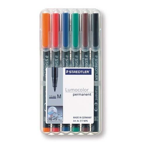 Staedtler Lumocolor M Estuche 6 Rotuladores Permanentes Punta Redonda 0,8-1 mm Colores Surtidos