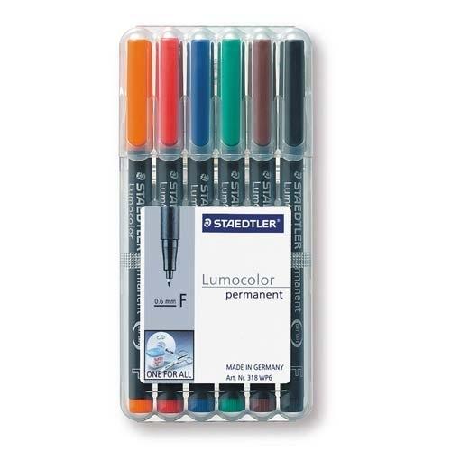 Staedtler Lumocolor F Estuche 6 Rotuladores Permanentes Punta Redonda 0,6 mm Colores Surtidos