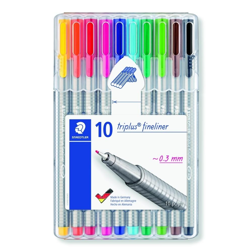 Staedtler Triplus Fineliner Estuche 10 Rotuladores Punta Fina 0,3 mm Colores Surtidos