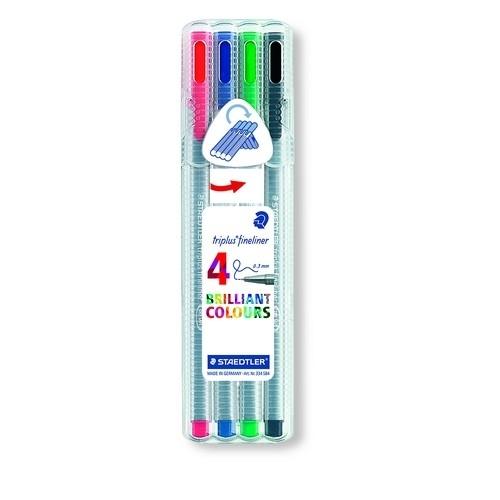 Staedtler Triplus Fineliner Estuche 4 Rotuladores Punta Fina 0,3 mm Colores Surtidos