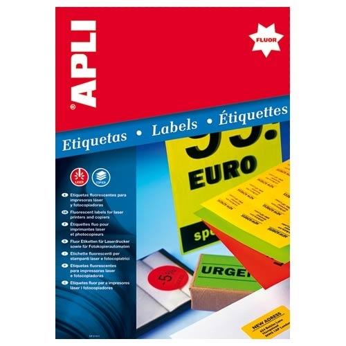 Apli Etiquetas Adhesivas Circulares Diámetro 60mm Amarillo Fluorescente (20 hojas)