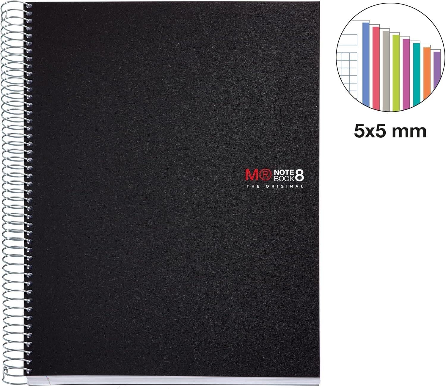 Miquelrius Libreta Espiral A4 Cuadrícula 5mm Tapa Polipropileno 200 Hojas 70g