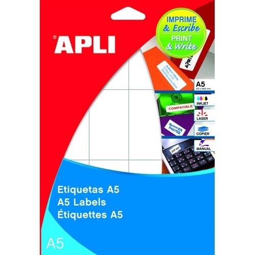 Apli Etiquetas A5 Adhesivas Permanentes 34x53mm Blanco (15 hojas)