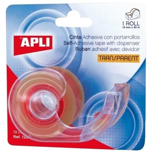 Apli Portarrollos Mini + Cinta Adhesiva Transparente 19mmx33m