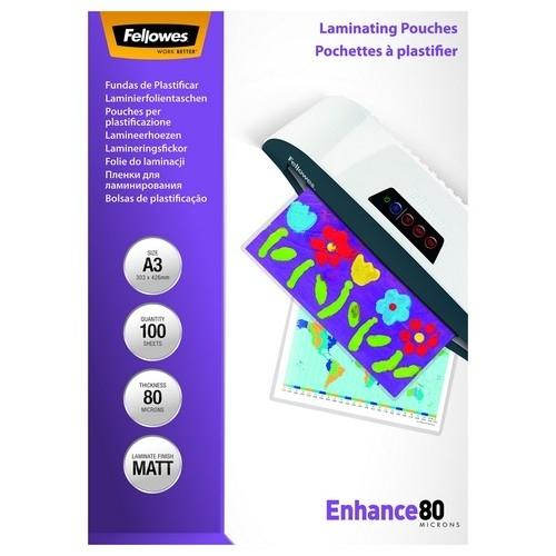 Fellowes Funda Plastificar A3 80 Micras Mate (100 Ud.)