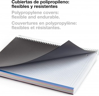 Miquelrius Libreta Espiral A5 Cuadrícula 5mm Tapa Polipropileno 80 Hojas 70g