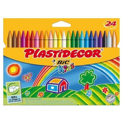 Bic Plastidecor Lápices Cera 24 Colores Surtidos