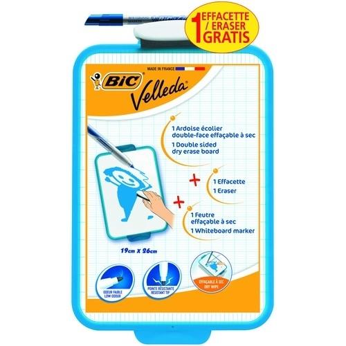 Bic Velleda Pizarra Doble Superficie 19x29 cm Marcador Borrador Azul