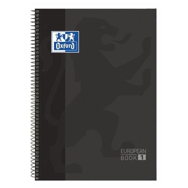 Oxford Libreta Espiral A4 Cuadrícula 5mm Tapa Extradura 80 Hojas 90g Negro