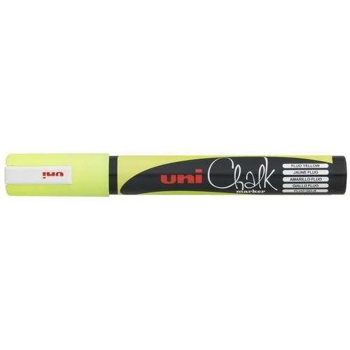 Uni-Ball Uni Chalk PWE-5M Marcador Tiza Líquida Punta Cónica 1,8-2,5 mm Amarillo Fluor
