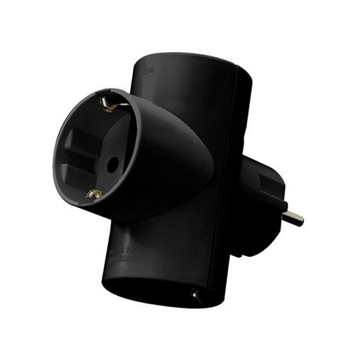 Ehlis Adaptador Triple Enchufe Negro 16 A 250 V
