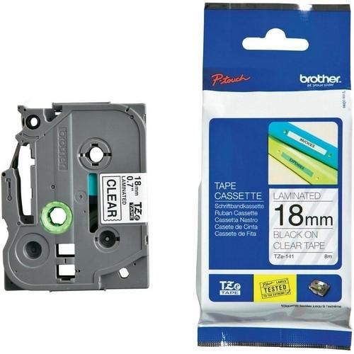 Brother Cinta Laminada 18Mm.X 8M. Negro-Transparente Rotul