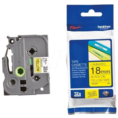 Brother Cinta Laminada 18Mm.X 8M. Negro-Amarillo Rotulador