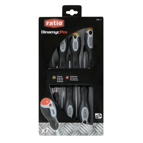 Ratio Destornillador Juego 7 Piezas Mango Bimateria