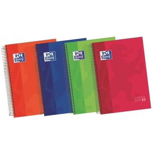 Oxford Libreta Espiral A4 Cuadrícula 5mm Tapa Extradura 80 Hojas 90g Banda 5 Colores Surtidos