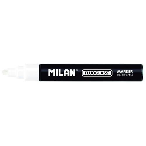 Milan Fluoglass Marcador Tiza Líquida Punta Biselada 2-4 mm Blanco