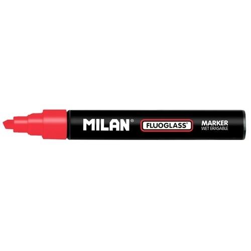 Milan Fluoglass Marcador Tiza Líquida Punta Biselada 2-4 mm Rojo