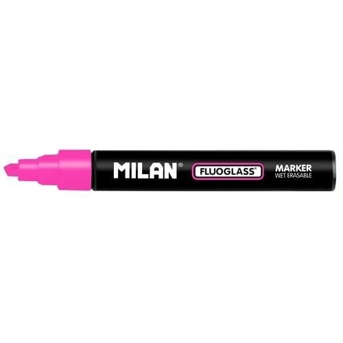 Milan Fluoglass Marcador Tiza Líquida Punta Biselada 2-4 mm Rosa
