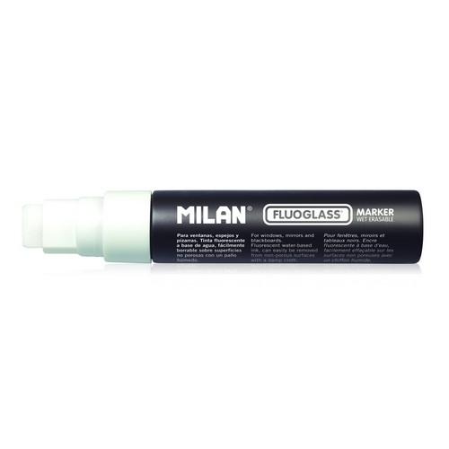 Milan Fluoglass Marcador Tiza Líquida Punta Plana 8-15 mm Blanco