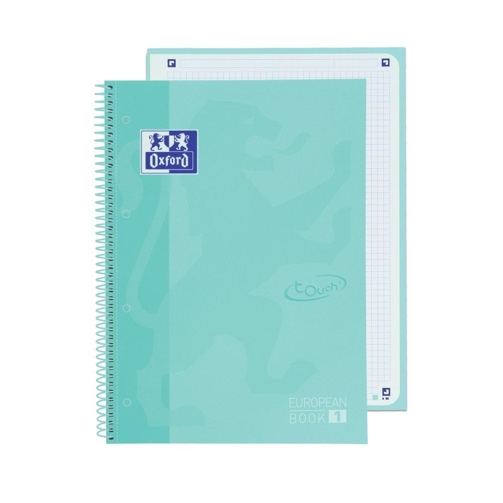 Oxford Libreta Espiral A4 Cuadrícula 5mm Tapa Extradura 80 Hojas 90g Menta Pastel Touch