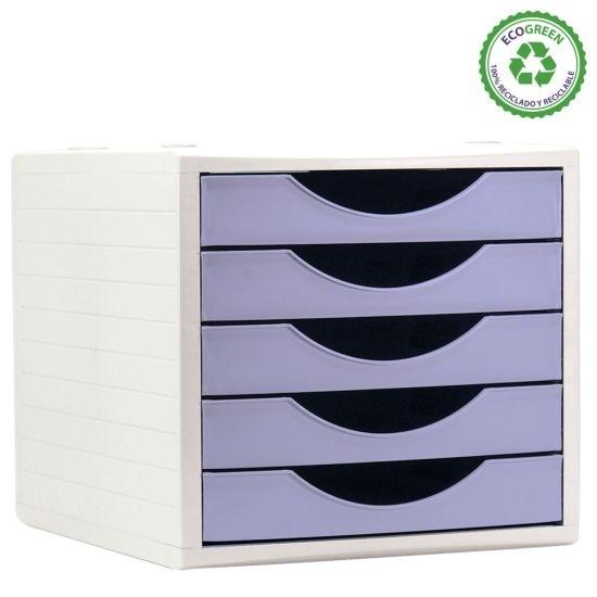 Archivo 2000 Ecogreen Archivotec Módulo 5 Cajones Pastel Sostenible Malva