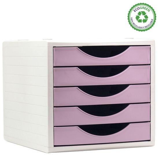 Archivo 2000 Ecogreen Archivotec Módulo 5 Cajones Pastel Sostenible Rosa