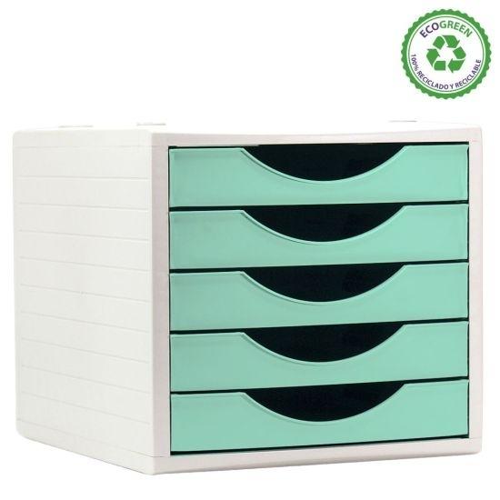 Archivo 2000 Ecogreen Archivotec Módulo 5 Cajones Pastel Sostenible Verde