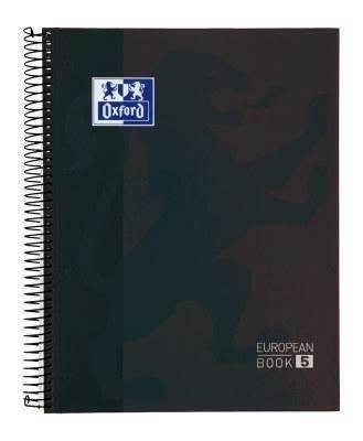 Oxford Libreta Espiral A4 Cuadrícula 5mm Tapa Extradura 80 Hojas 90g Banda 5 Colores Negro
