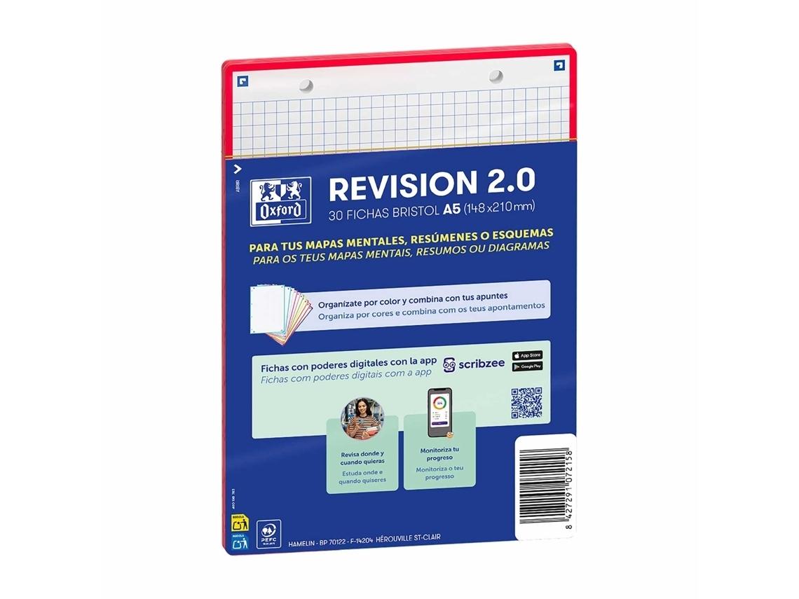 Oxford Fichas Revisión 2.0 Cuadrícula 5mm A5 30 Fichas Rojo