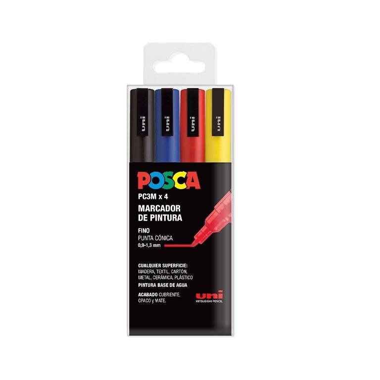 Posca Rotulador PC-3M Estuche Surtido Basic 4 Colores