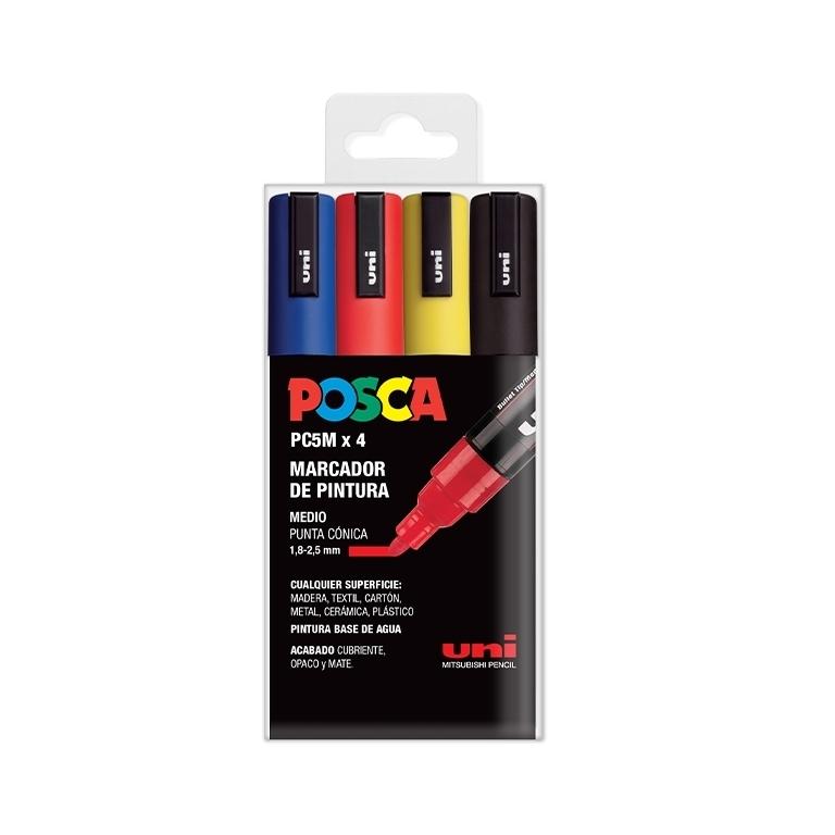 Posca Rotulador PC-5M Estuche Surtido Basic 4 Colores